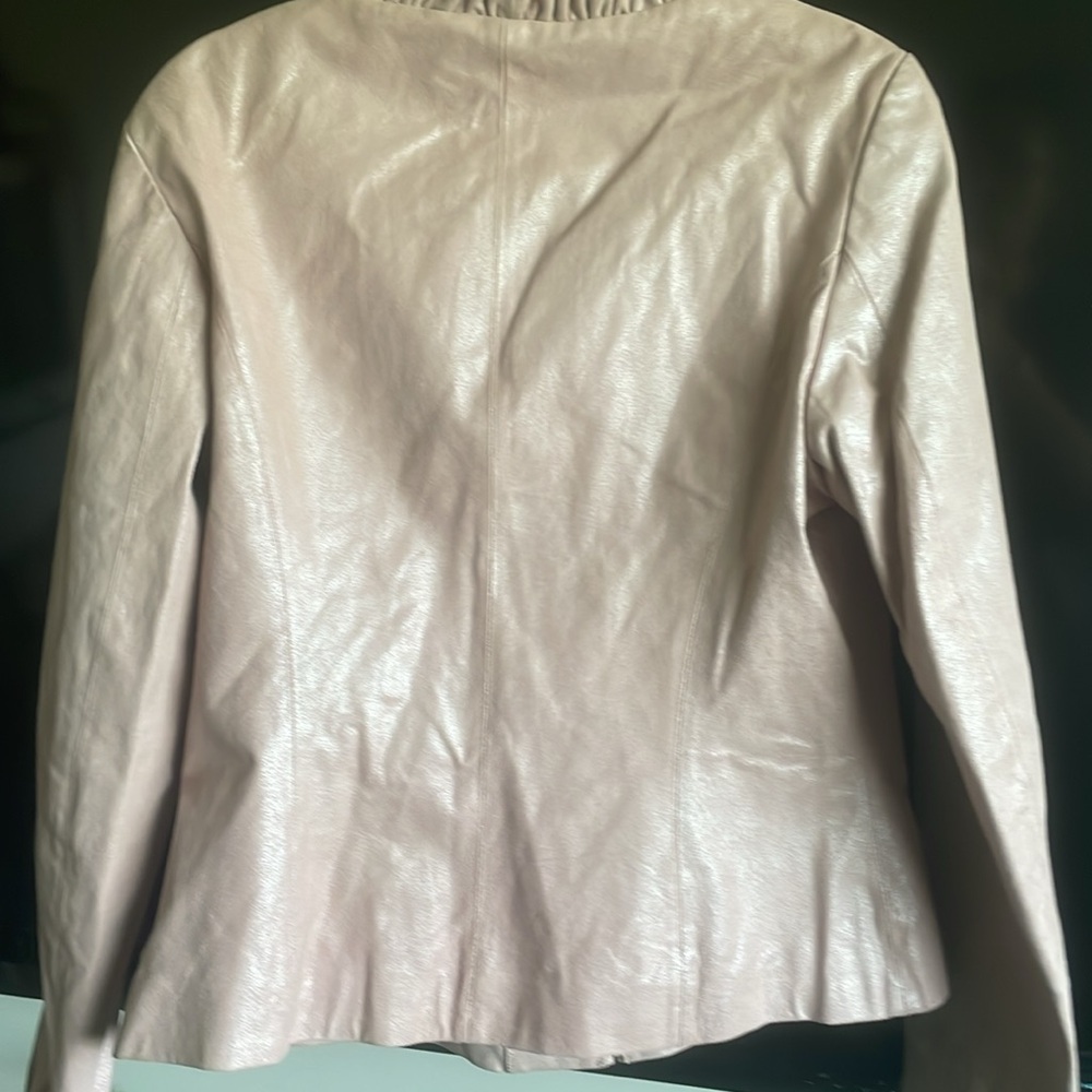Pink Ruffled Danier Leather Jacket - Picture 7 of 9